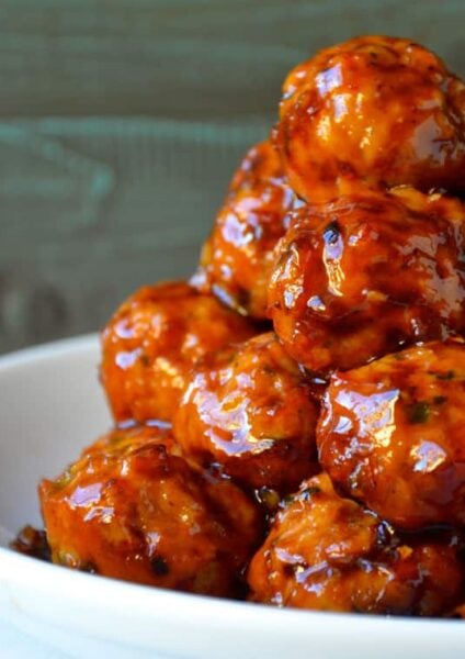 Baked Orange Chicken Meatballs recipe from justataste.com