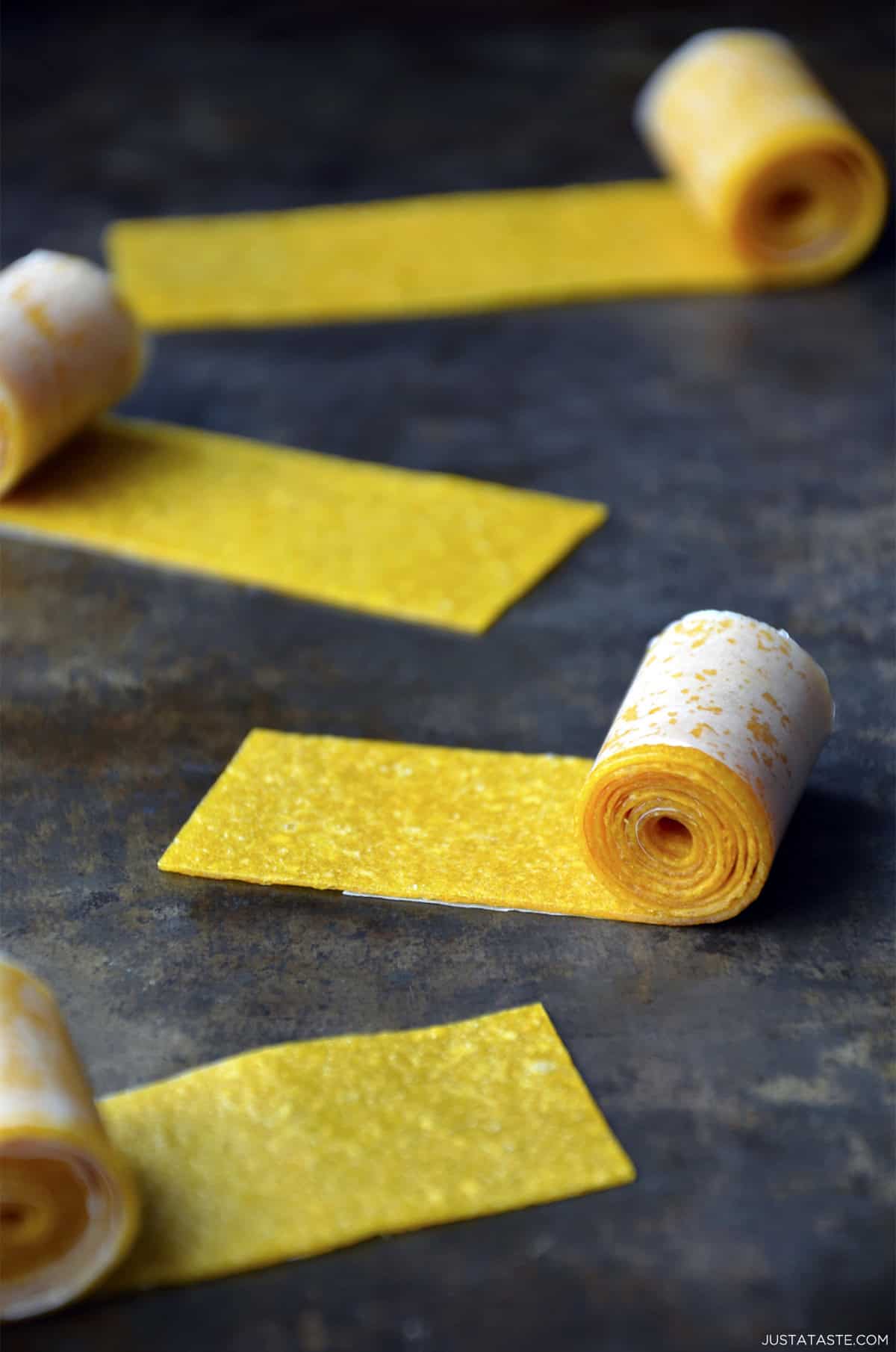 Homemade mango fruit roll ups.