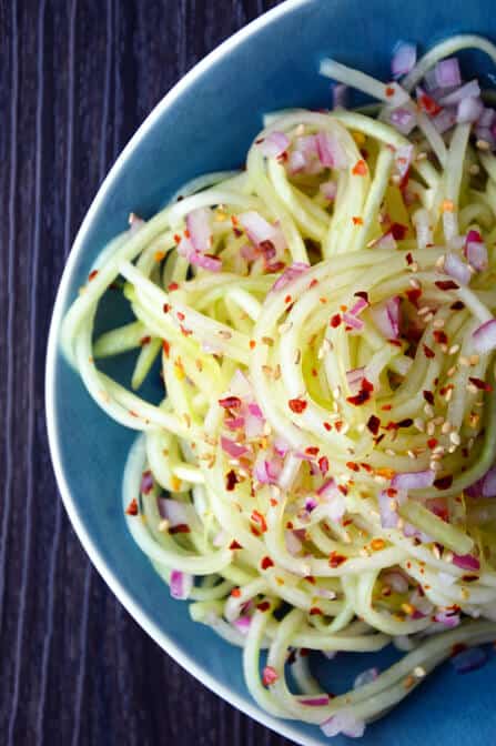 Chilled Sweet and Sour Cucumber Noodles from justataste.com #recipe #healthy