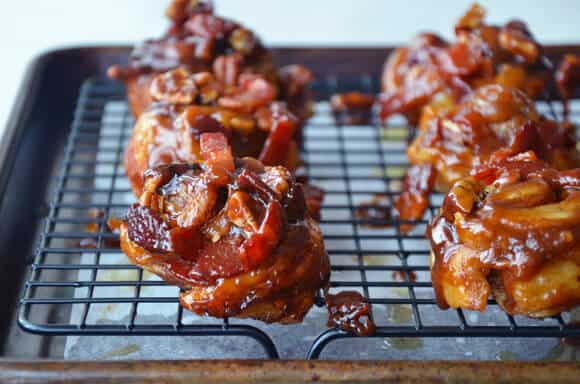 Easy Sticky Buns with Bacon from justataste.com