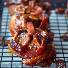 Easy Sticky Buns with Bacon from justataste.com