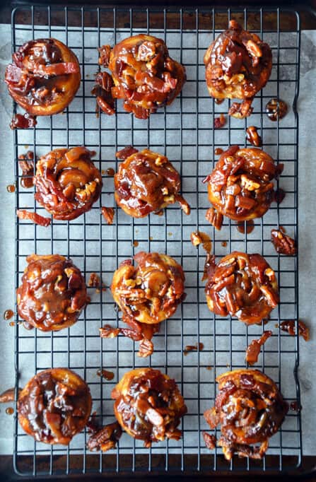 Easy Sticky Buns with Bacon from justataste.com