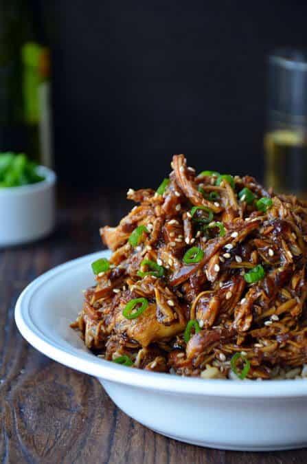 Slow Cooker Honey Garlic Chicken from justataste.com #recipe