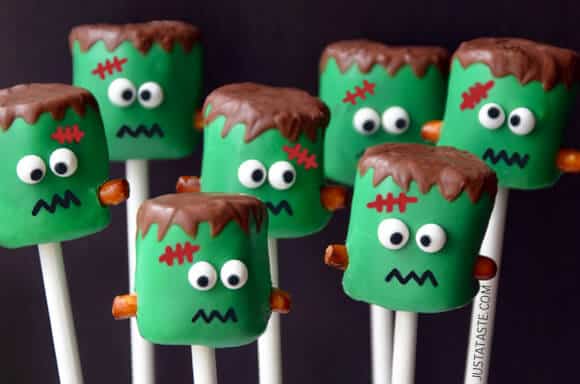 Halloween Marshmallow Pops from justataste.com