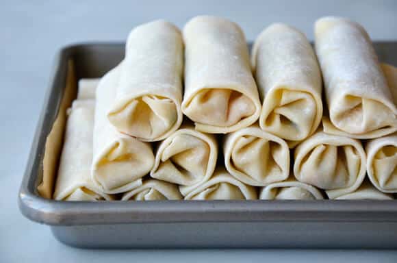 Kale and Chicken Egg Rolls with Ginger Soy Dip from justataste.com