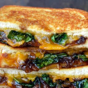 Grown-Up Grilled Cheese with Caramelized Balsamic Onions from justataste.com