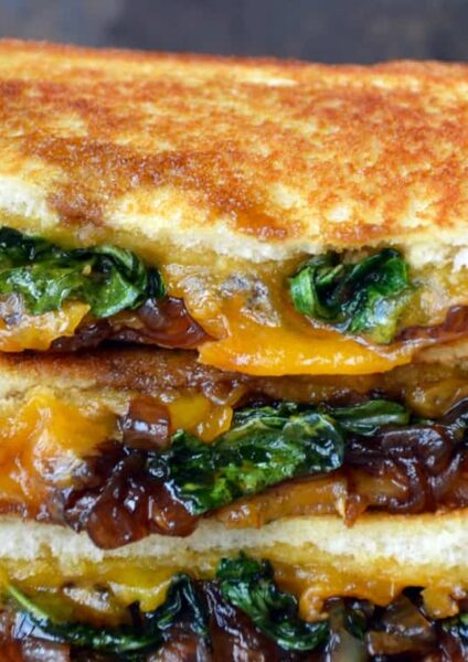 Grown-Up Grilled Cheese with Caramelized Balsamic Onions from justataste.com