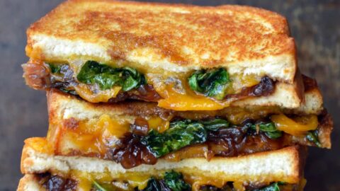 Grown-Up Grilled Cheese with Caramelized Balsamic Onions from justataste.com