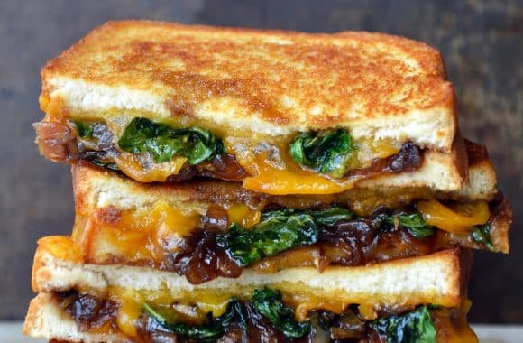 Grown-Up Grilled Cheese with Caramelized Balsamic Onions from justataste.com