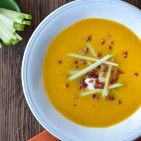 Butternut Squash Apple Soup from justataste.com #recipe