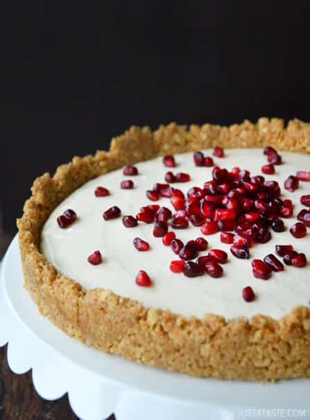 Easy No-Bake Cheesecake from JustaTaste.com #recipe