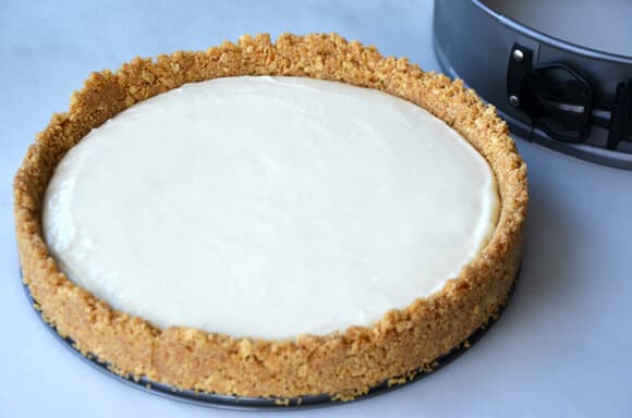 Easy No-Bake Cheesecake from JustaTaste.com #recipe