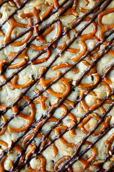 Pretzel Chocolate Chip Cookie Bars from justataste.com #recipe