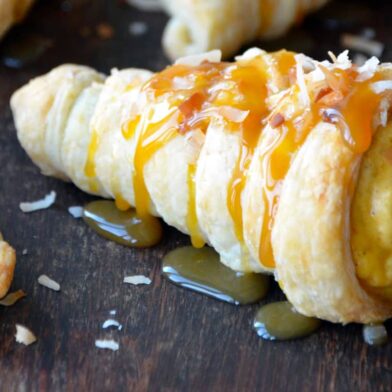 Thanksgiving Puff Pastry Cornucopias with Pumpkin-Coconut Mousse