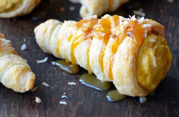 Thanksgiving Puff Pastry Cornucopias with Pumpkin-Coconut Mousse