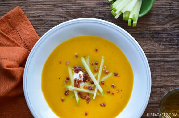 Butternut Squash Apple Soup from justataste.com #recipe