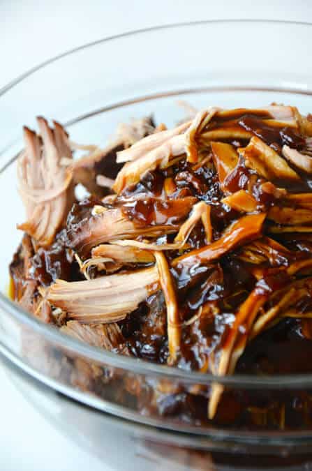 Slow Cooker Balsamic Honey Pulled Pork from justataste.com #recipe