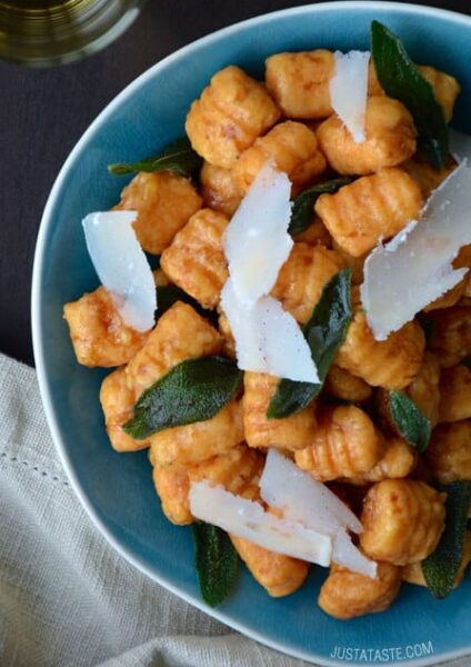 Sweet Potato Gnocchi with Balsamic Brown Butter Sauce Recipe from justataste.com