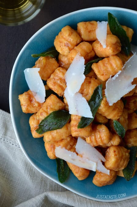 Sweet Potato Gnocchi with Balsamic Brown Butter Sauce Recipe from justataste.com