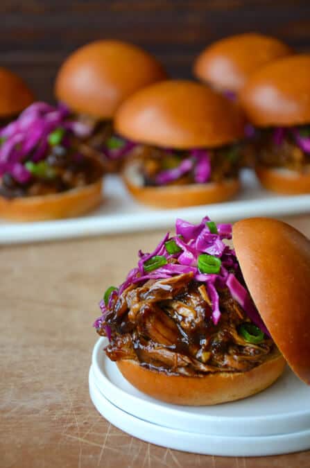 Slow Cooker Balsamic Honey Pulled Pork from justataste.com #recipe