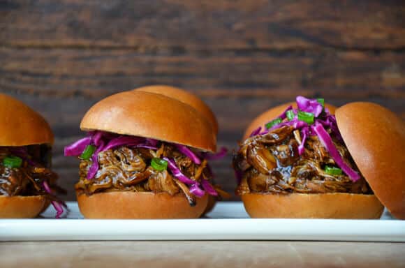 Slow Cooker Balsamic Honey Pulled Pork from justataste.com #recipe