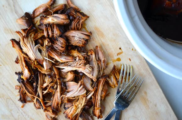 Slow Cooker Balsamic Honey Pulled Pork from justataste.com #recipe