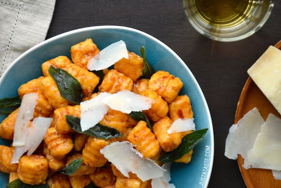 Sweet Potato Gnocchi with Balsamic Brown Butter Sauce Recipe from justataste.com