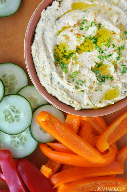 The Secret to the Best Homemade Hummus from justataste.com #recipe #video