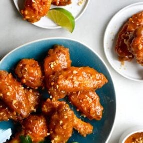 Baked Thai Chicken Wings with Peanut Sauce #recipe