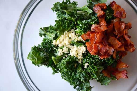 Garlicky Kale and Bacon Pizza from justataste.com #recipe