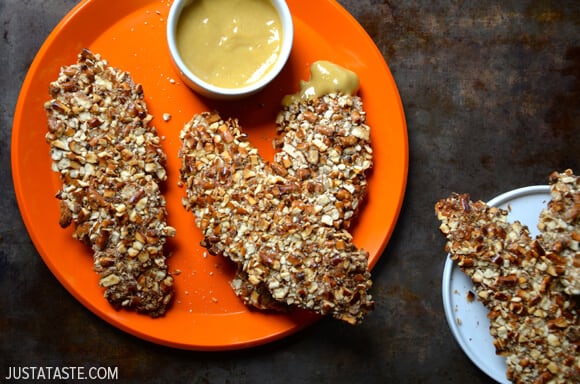 Baked Honey Mustard Pretzel Chicken Tenders #recipe