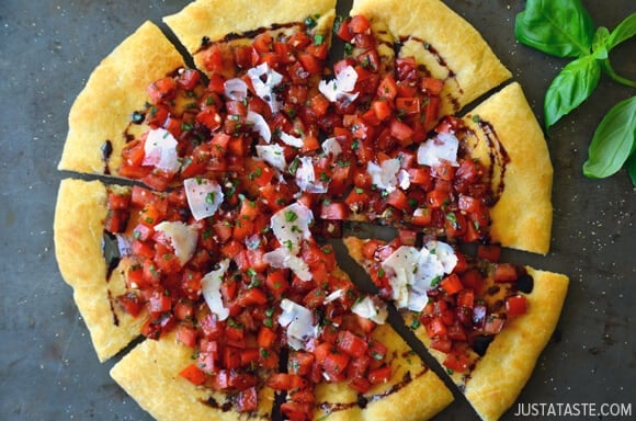 Bruschetta Pizza with Balsamic Syrup #recipe