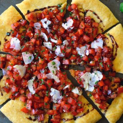 Bruschetta Pizza with Balsamic Syrup #recipe