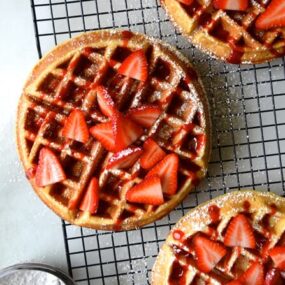 Buttermilk Waffles with Fresh Strawberry Syrup #recipe