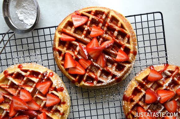 Buttermilk Waffles with Fresh Strawberry Syrup #recipe