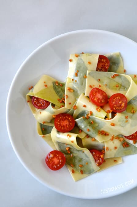 Laminated Basil Pasta with Garlic Brown Butter Sauce #recipe