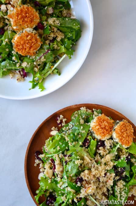 Quinoa Salad with Baked Goat Cheese Rounds #recipe