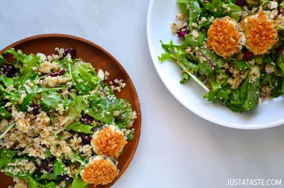 Quinoa Salad with Baked Goat Cheese Rounds #recipe