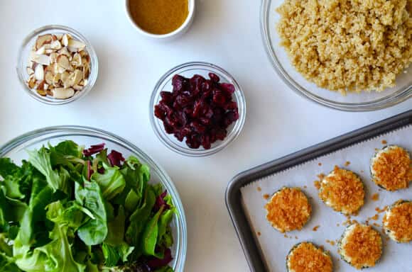 Quinoa Salad with Baked Goat Cheese Rounds #recipe Quinoa Salad with Baked Goat Cheese Rounds #recipe
