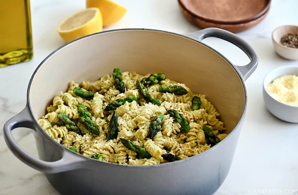 Cheesy Asparagus Pesto Pasta Just a Taste