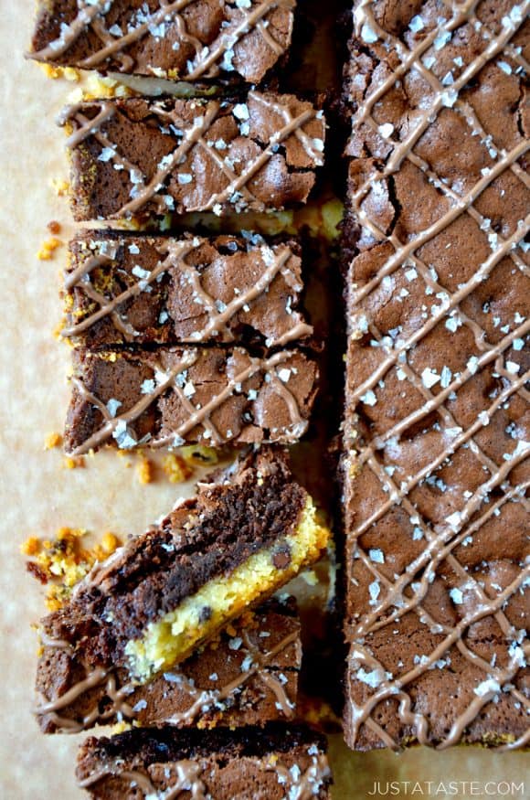 Sliced Chocolate Chip Shortbread Brownies