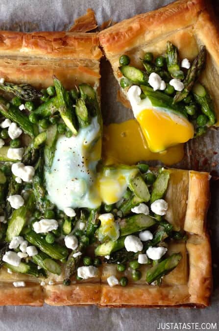 Asparagus and Egg Tart with Goat Cheese #recipe