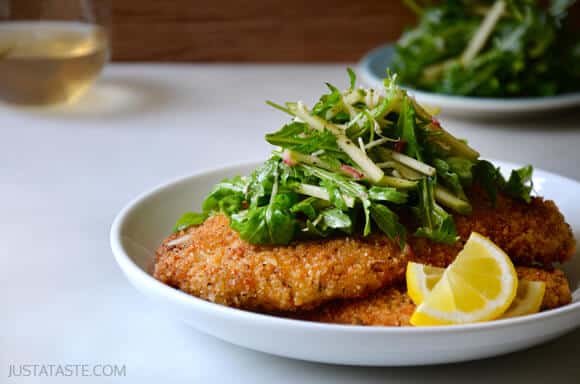 Chicken Milanese with Green Apple Salad #recipe