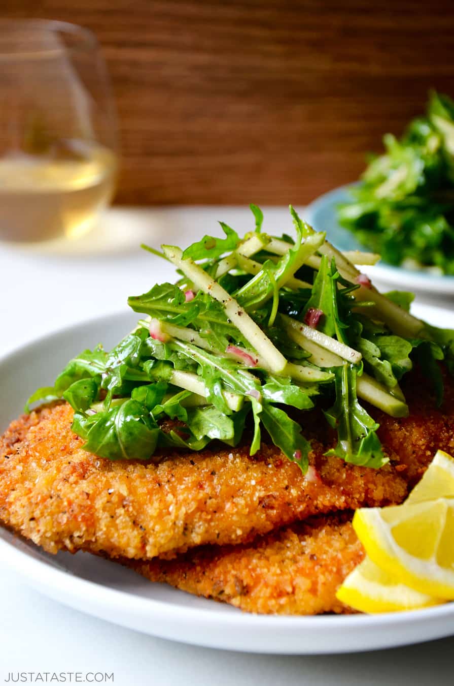 Chicken Milanese with Green Apple Salad - Just a Taste