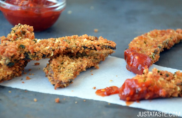 Cheesy Portobello Fries with Spicy Ketchup Recipe