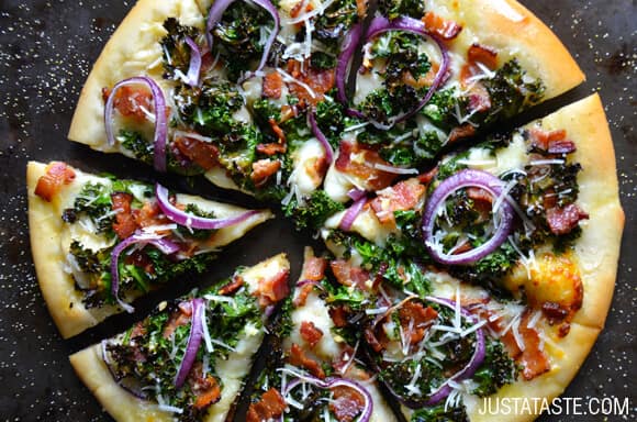 Garlicky Kale and Bacon Pizza Recipe