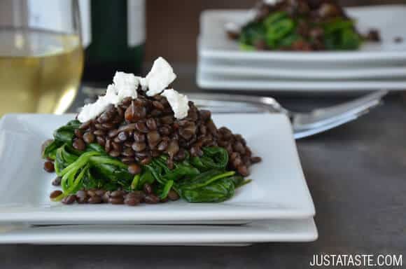 Lentils wit Spinach and Goat Cheese Recipe