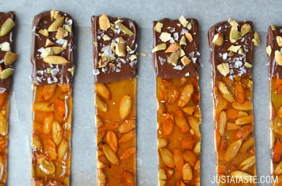 Chocolate-Dipped Pumpkin Seed Brittle Recipe