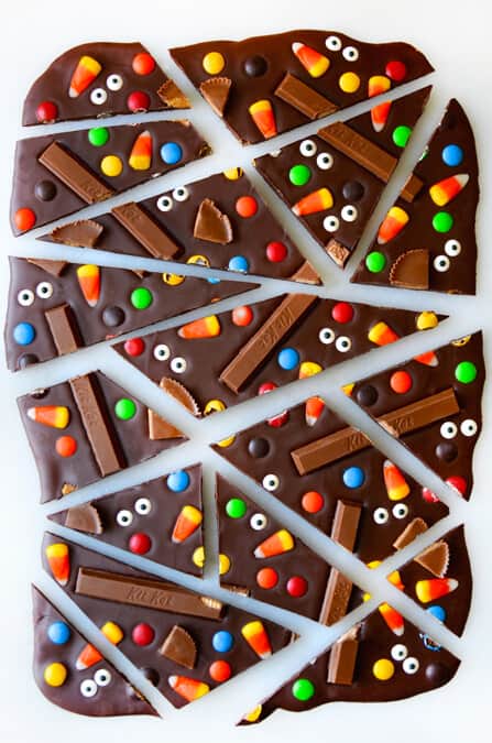 Halloween Candy Bark Recipe from justataste.com