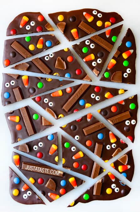 Halloween Candy Bark Recipe from justataste.com